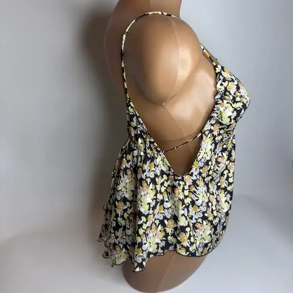 Intimately Free People Floral Cami Tank Top Satin Flowy Low Back Small NWT Boho - Picture 6 of 15